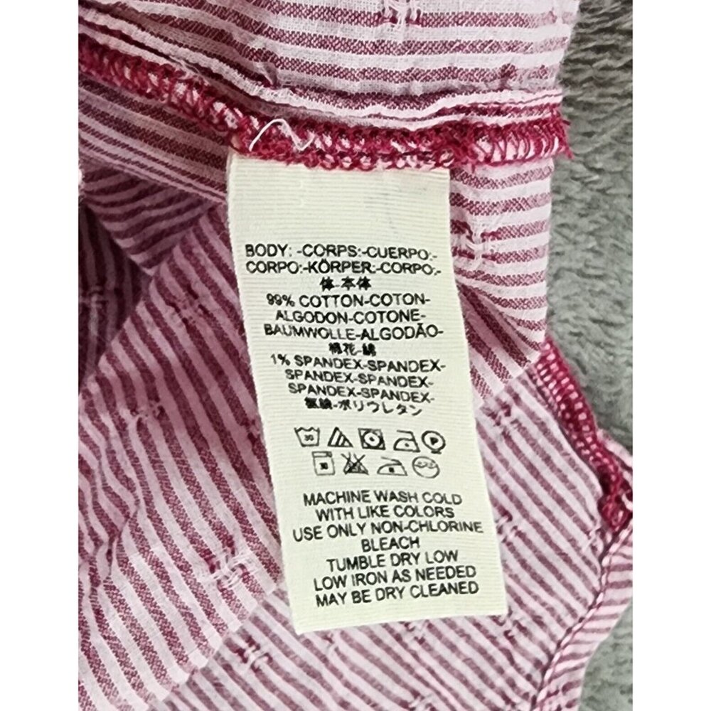 Free People Shirt Womens Extra Small Red Striped No Limits Button Up Split Back - Picture 10 of 10